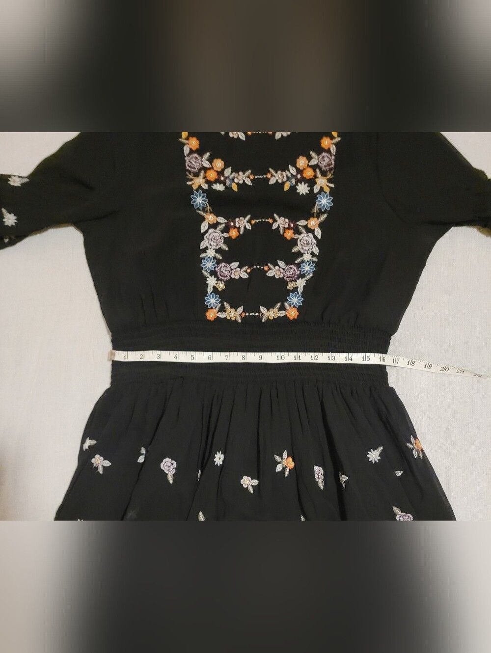 Anthropologie Maeve Anfisa Embroidered Bell Sleeve Dress Size 14 - Picture 14 of 15